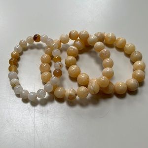 Crystal Yellow Calcite Beaded Bracelets, 3 Pack